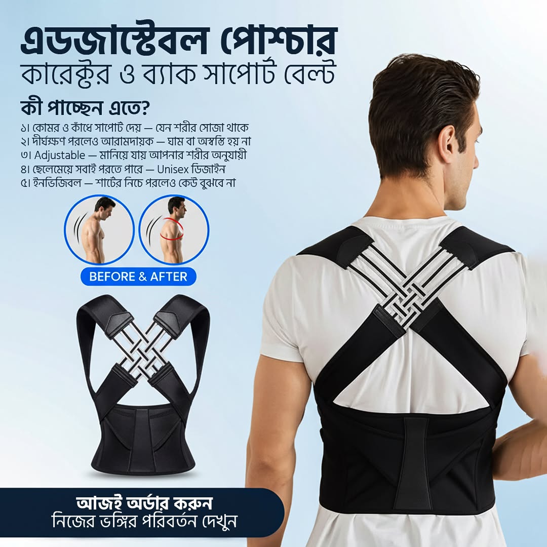 2 pcs Back Straightener Adjustable Posture Belt - Image 2