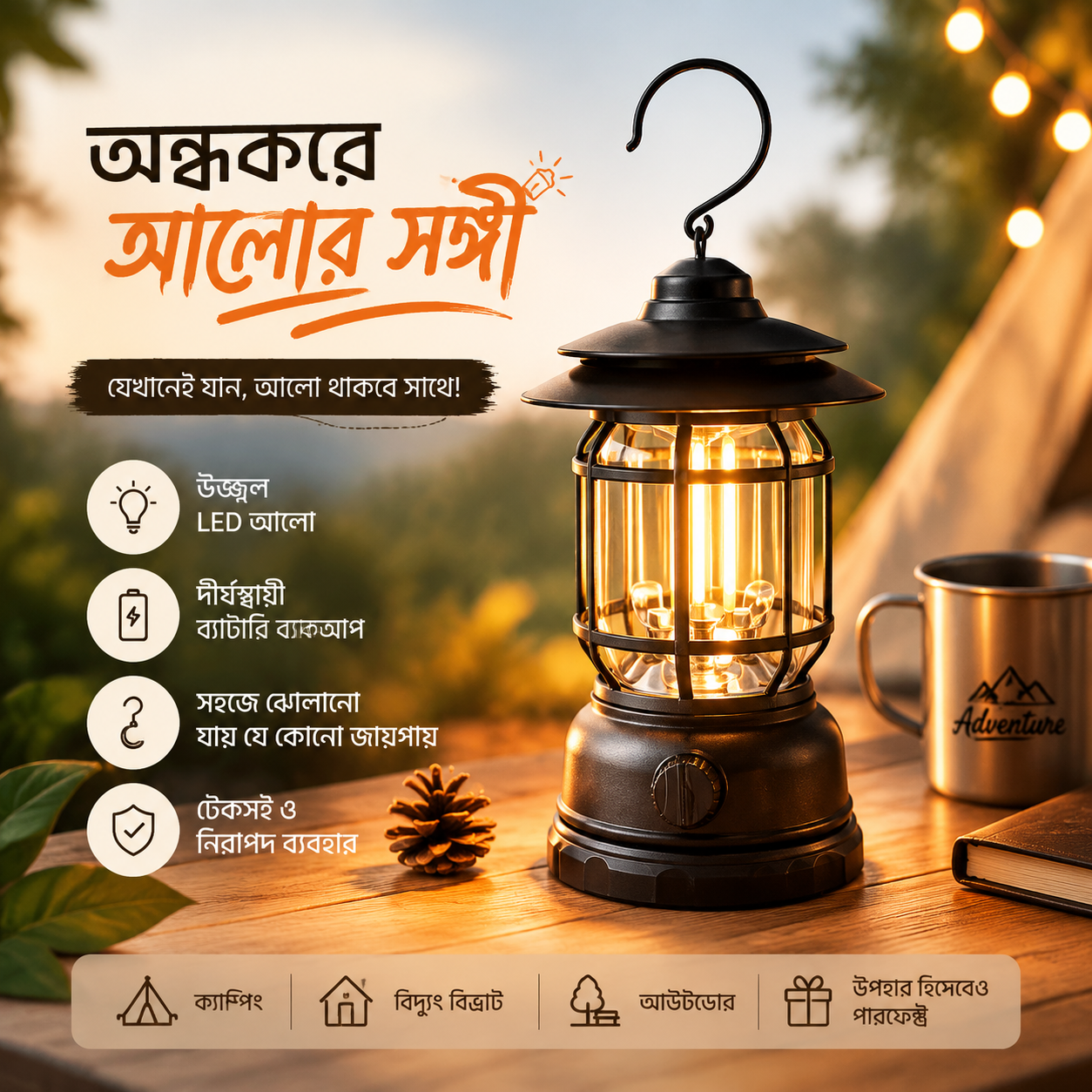 Vintage Campaign lamp - Image 3